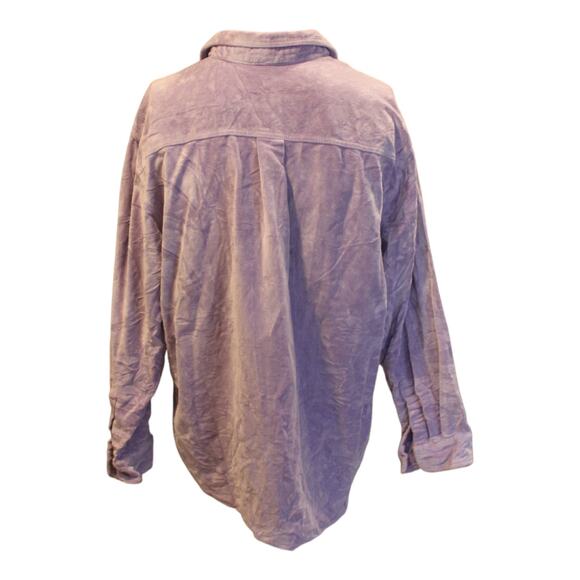 Vintage 90s Bill Blass Purple Crushed Velvet Oversize Button Down Shirt Size 1X - Picture 2 of 15